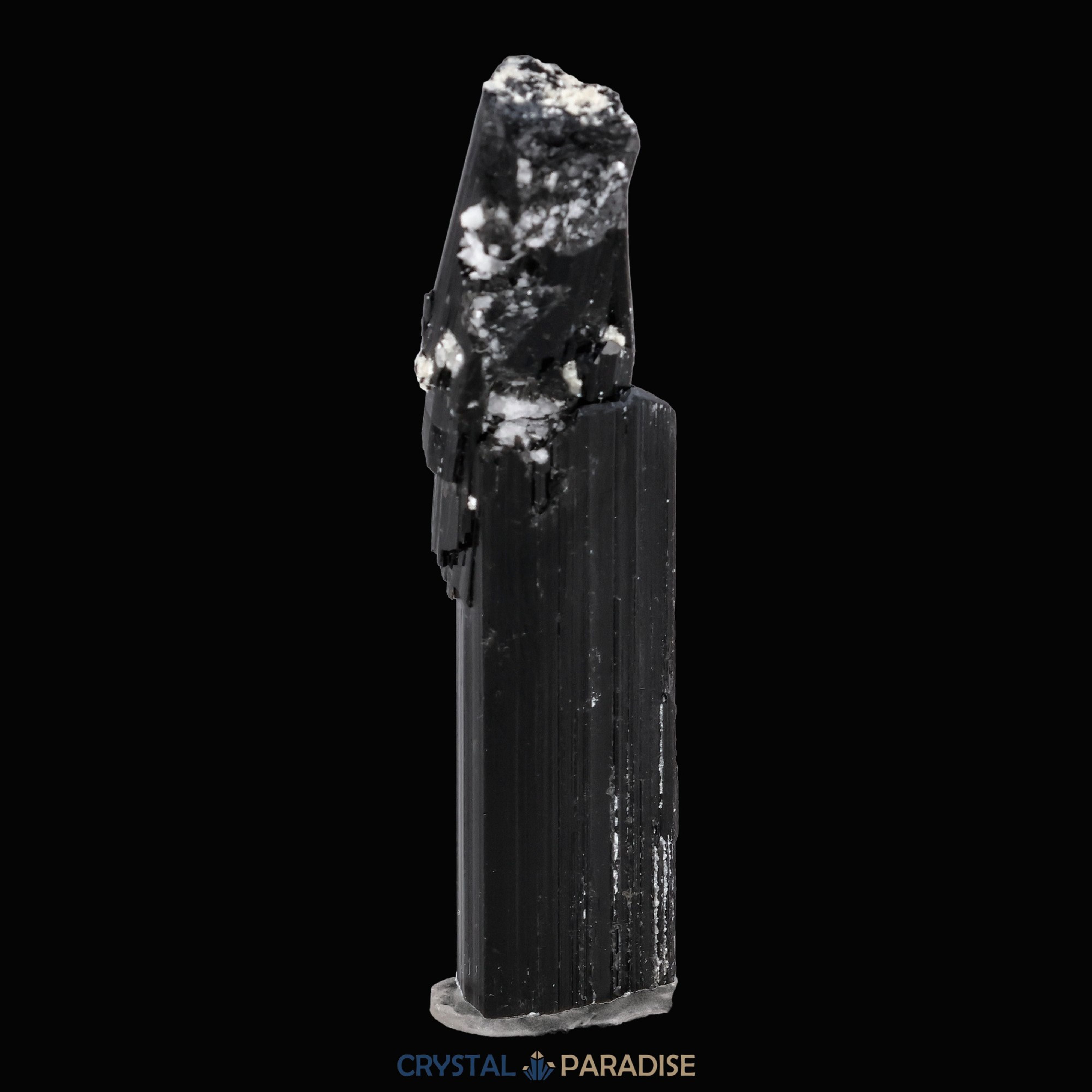 Schwarzer Schörl Turmalin an Himalaya Bergkristall (11,5g) - crystal paradise