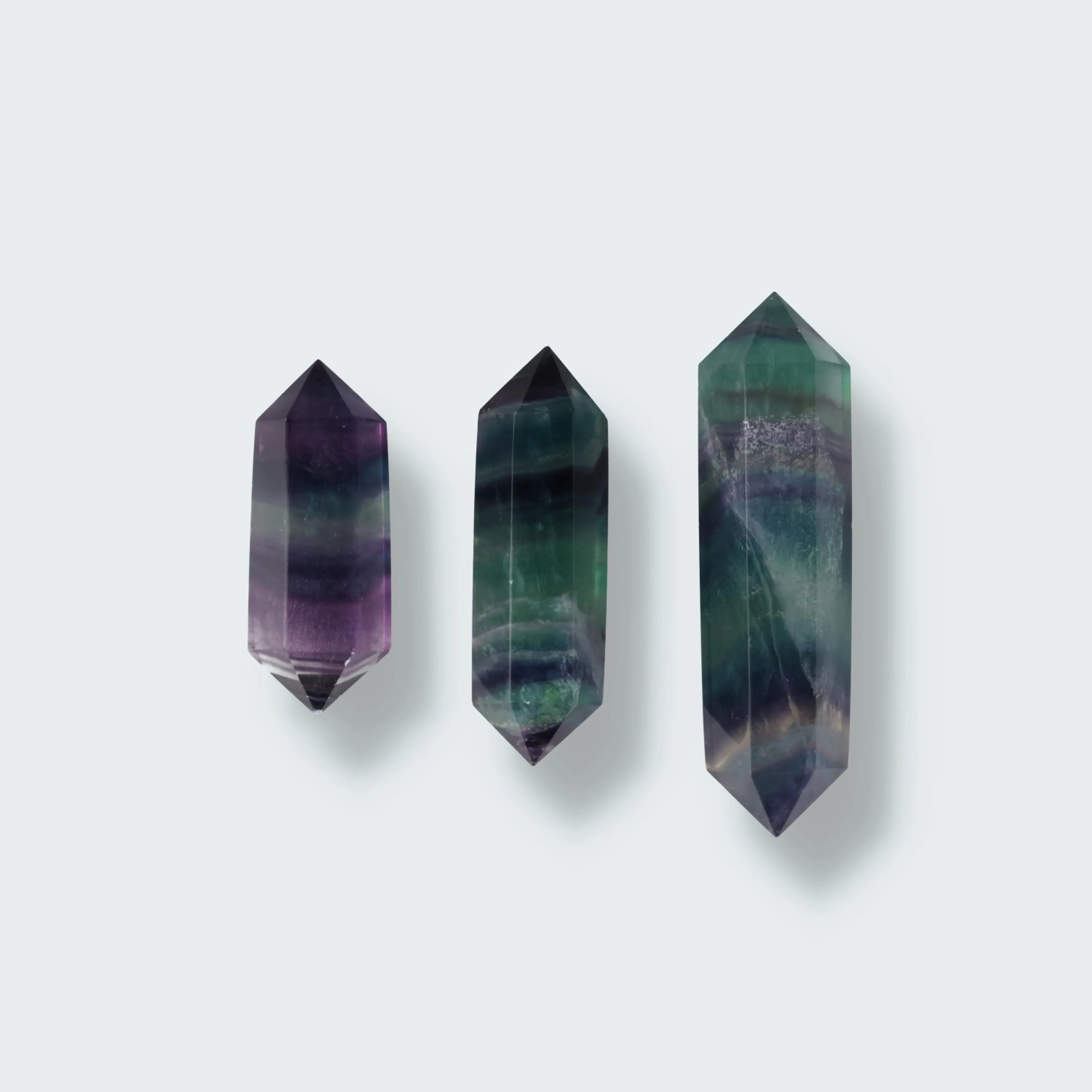 Regenbogen Fluorit Doppelspitze