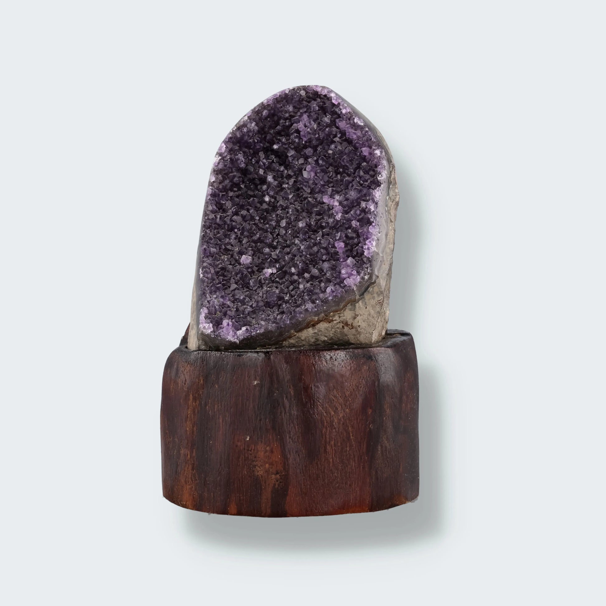 Amethyst Druse auf Holzständer (582g)