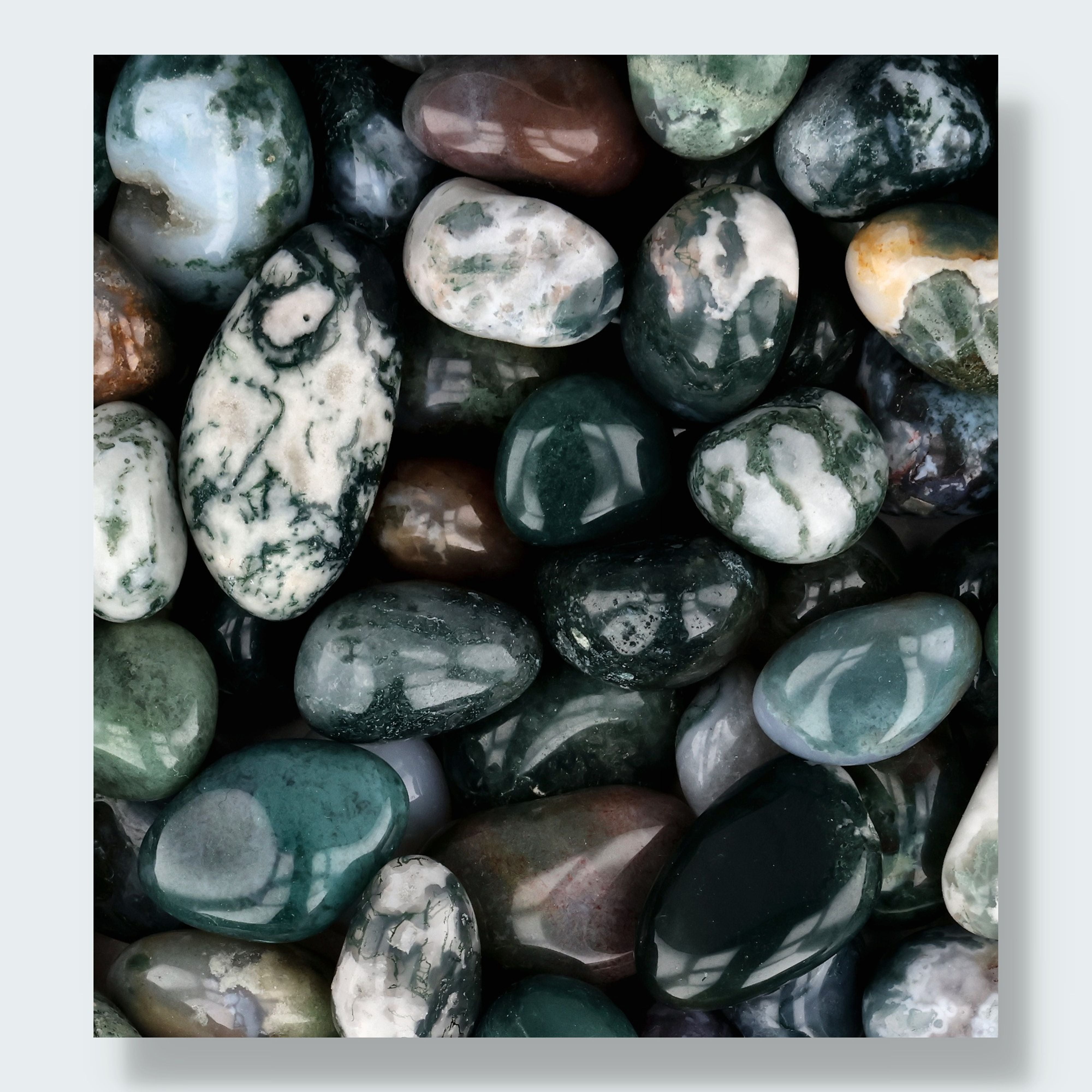 Moosachat Trommelsteine