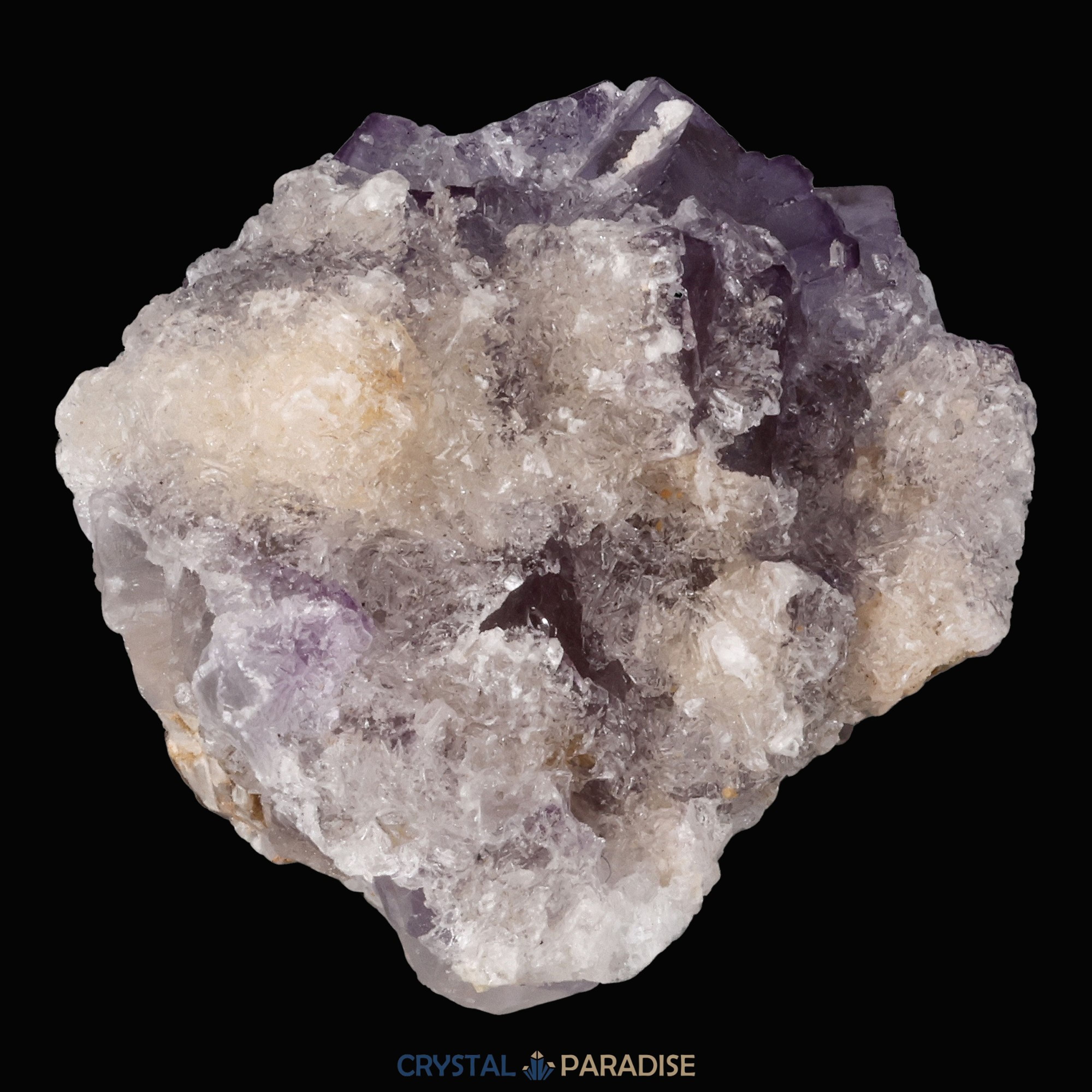 Violetter Fluorit aus Mexiko mit weissem und gelben Quarz Anlagerungen (42g) – Ansicht 8