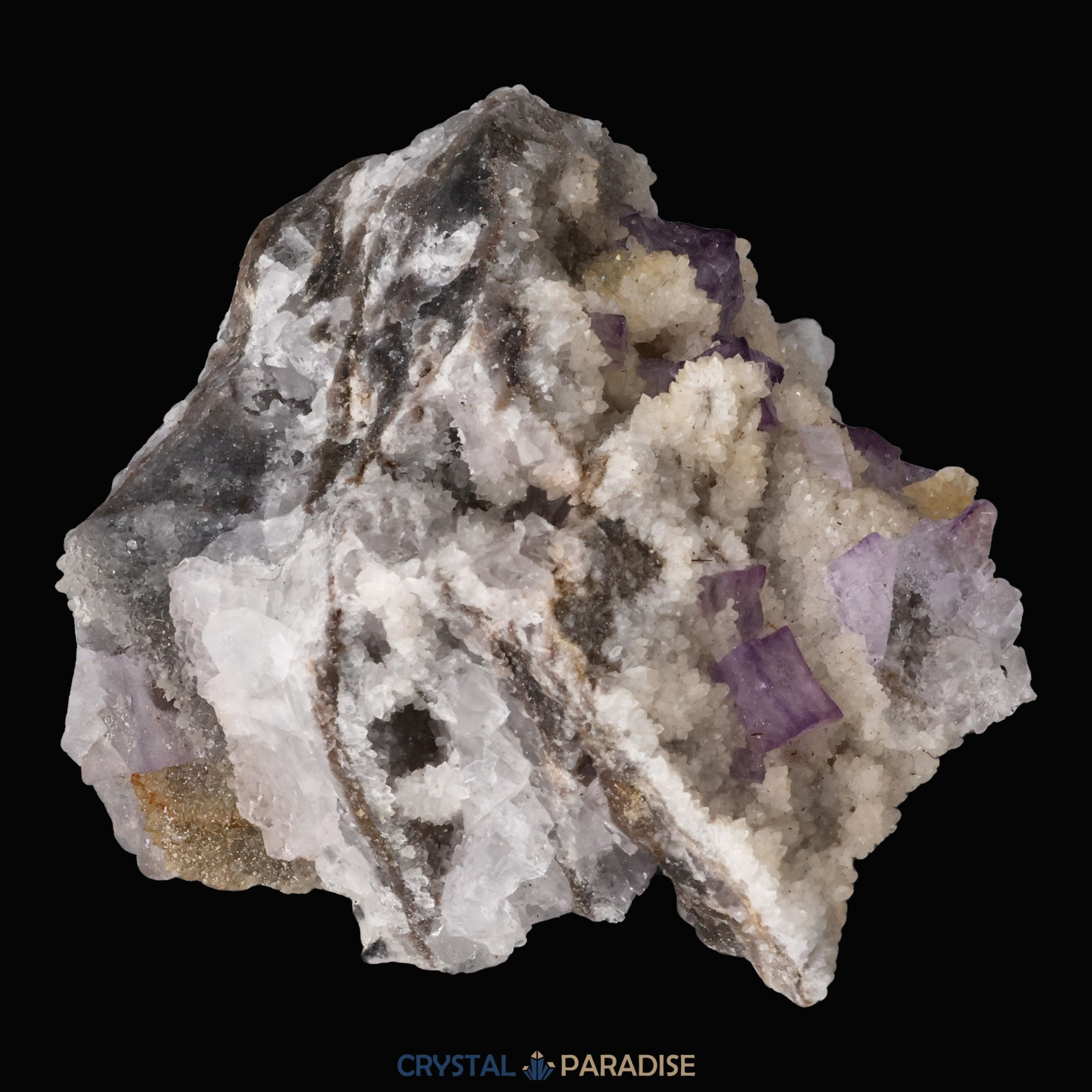 Violetter Fluorit aus Mexiko mit weissem und gelben Quarz Anlagerungen (70g) – Ansicht 9