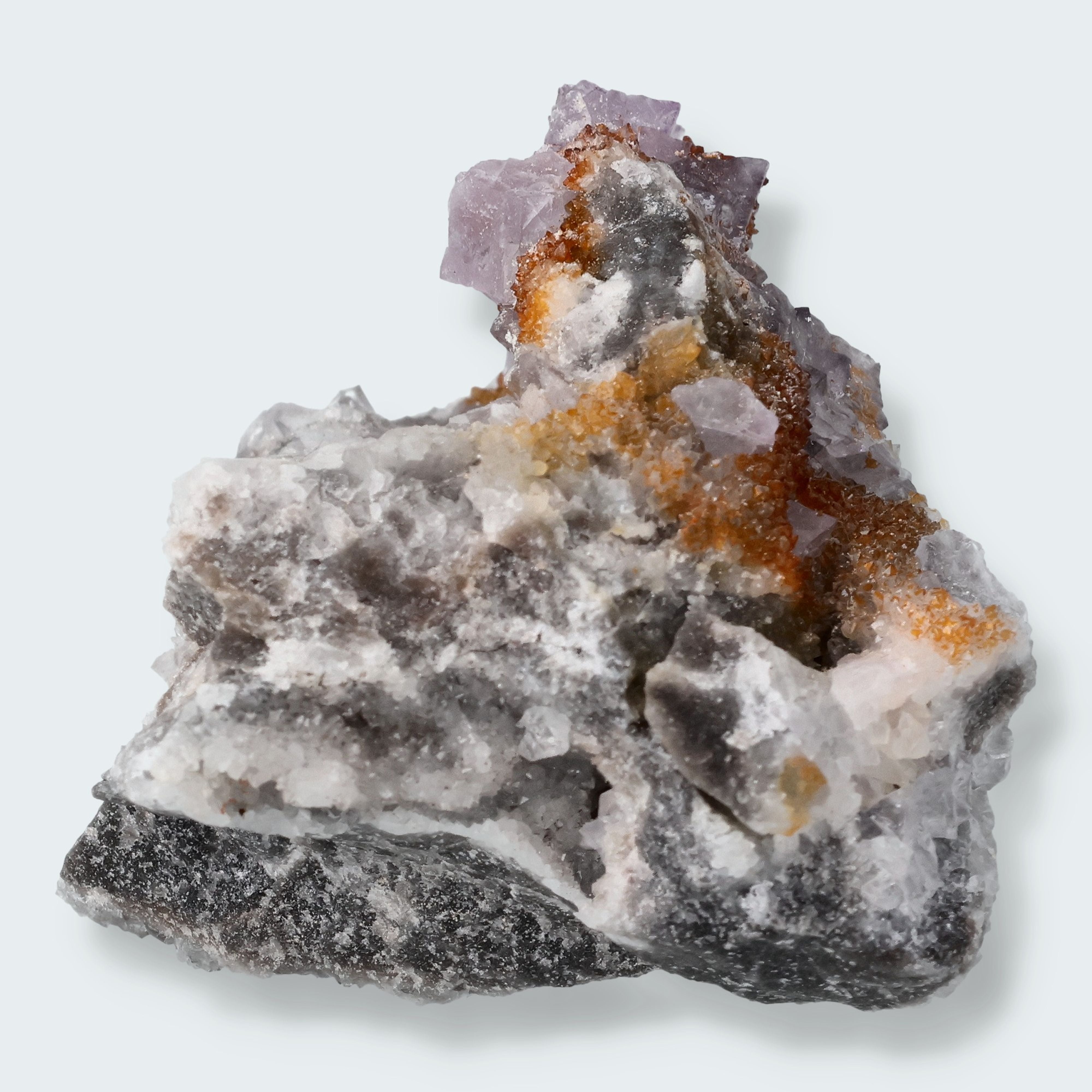 Violetter Fluorit aus Mexiko mit weissen und gelben Quarz Anlagerungen (56g) – Ansicht 3