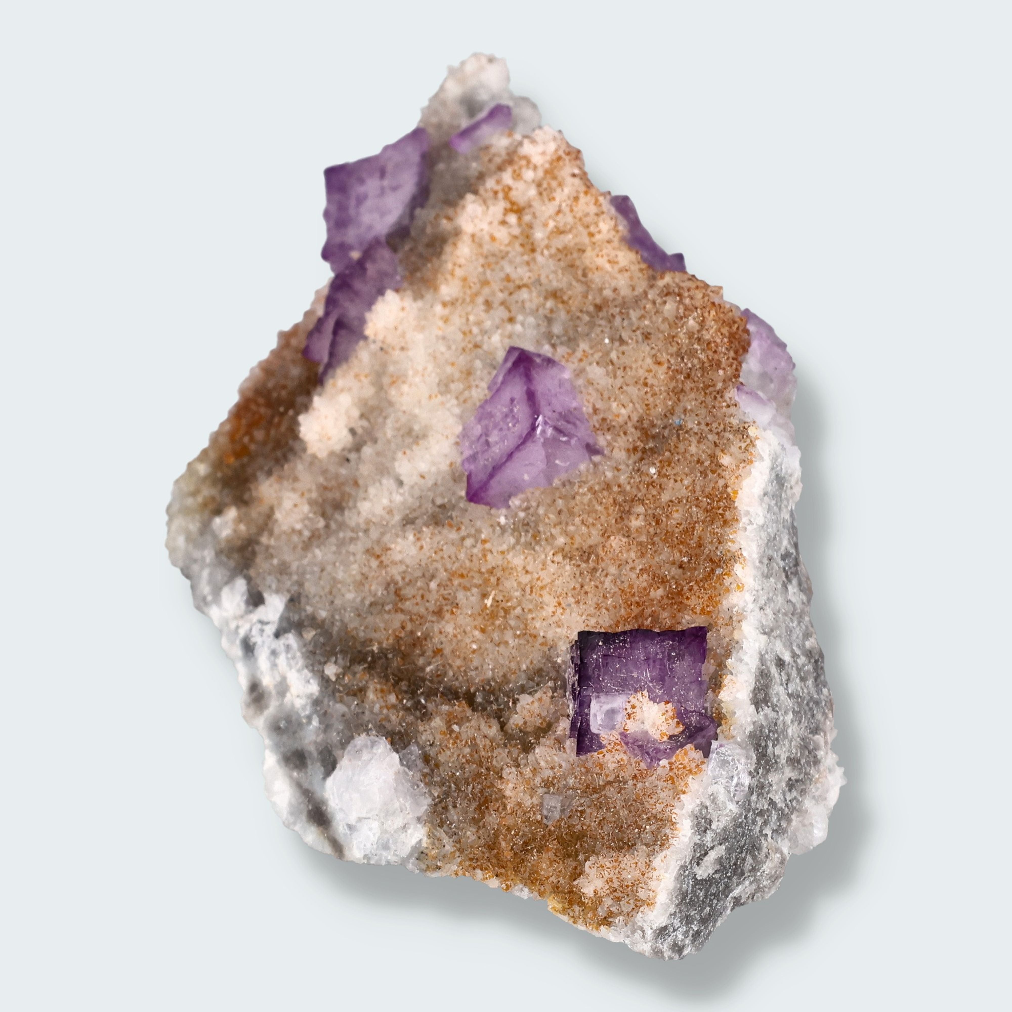 Violetter Fluorit aus Mexiko mit weissen und gelben Quarz Anlagerungen (37g) – Ansicht 3