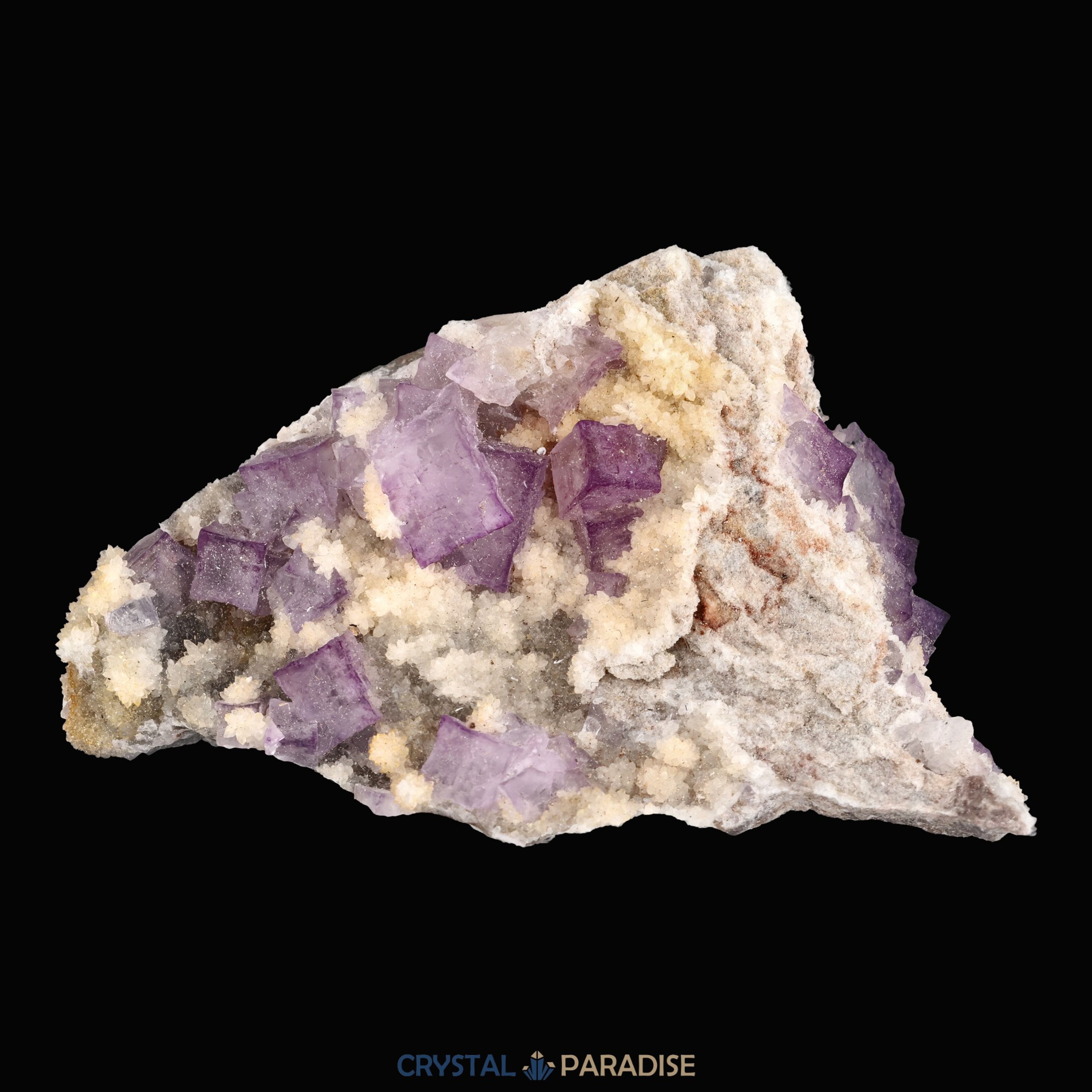 Violetter Fluorit aus Mexiko mit weissen und gelben Quarz Anlagerungen (101g) – Ansicht 3