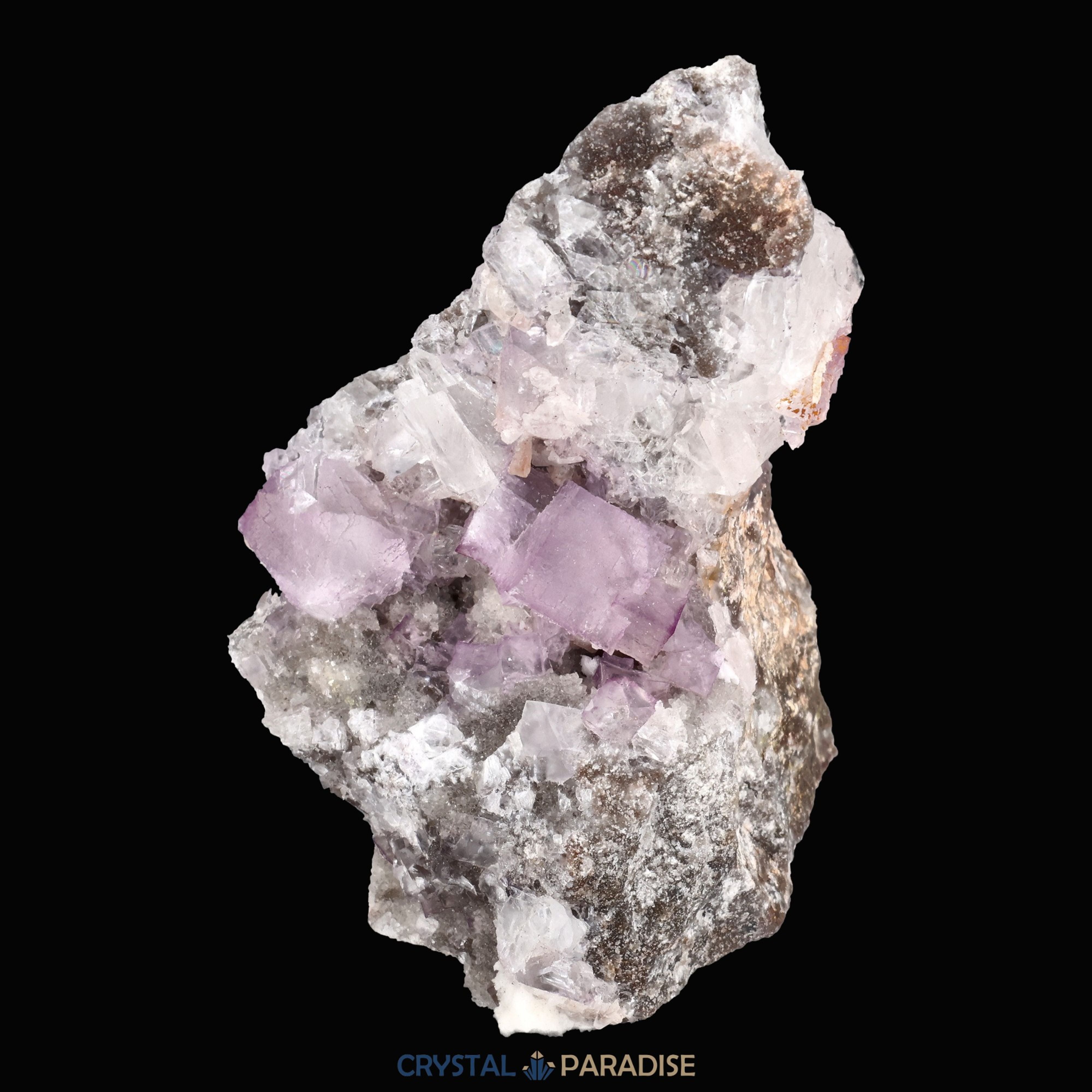 Violetter Fluorit aus Mexiko mit weissen und gelben Quarz Anlagerungen (327g) – Ansicht 4