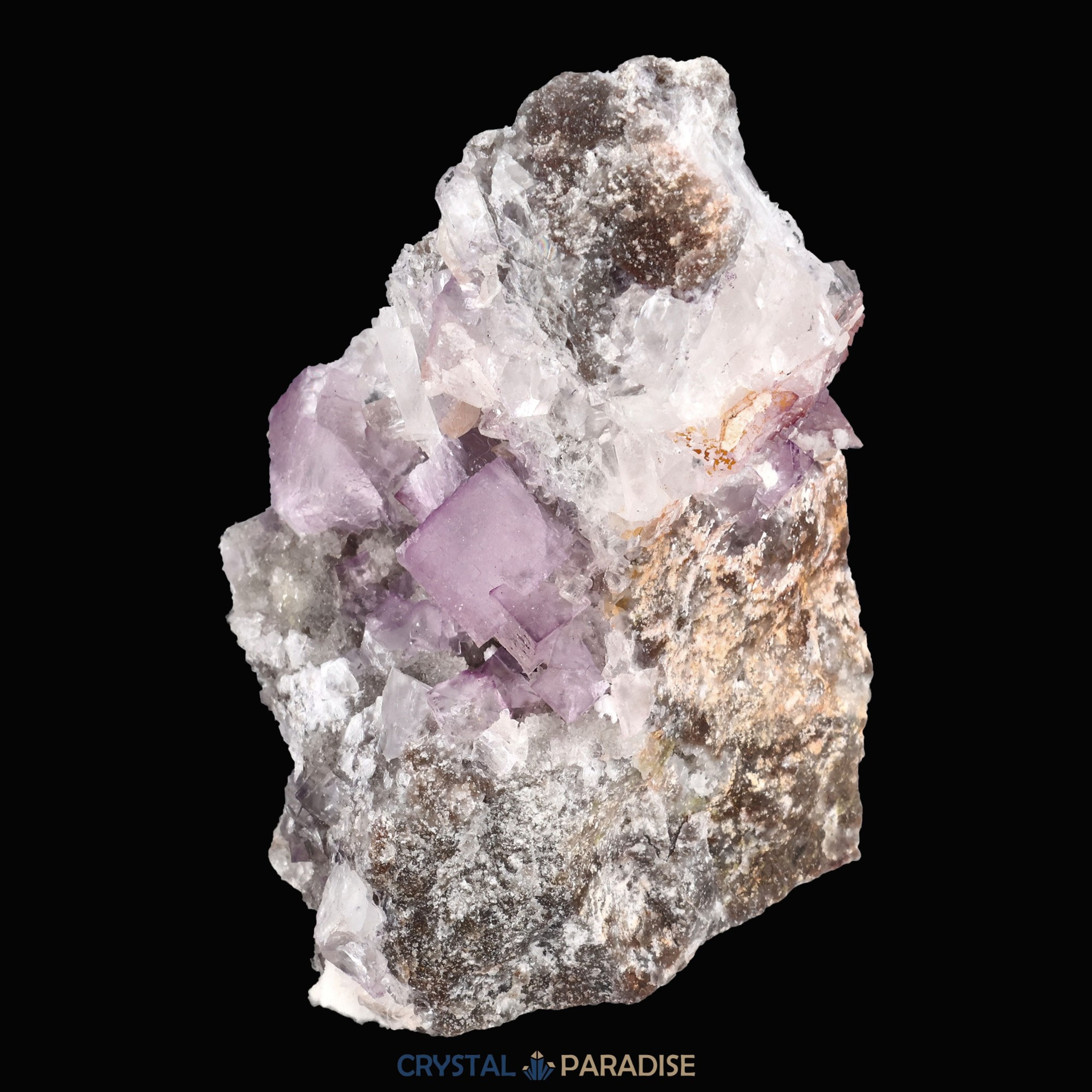Violetter Fluorit aus Mexiko mit weissen und gelben Quarz Anlagerungen (327g) – Ansicht 5