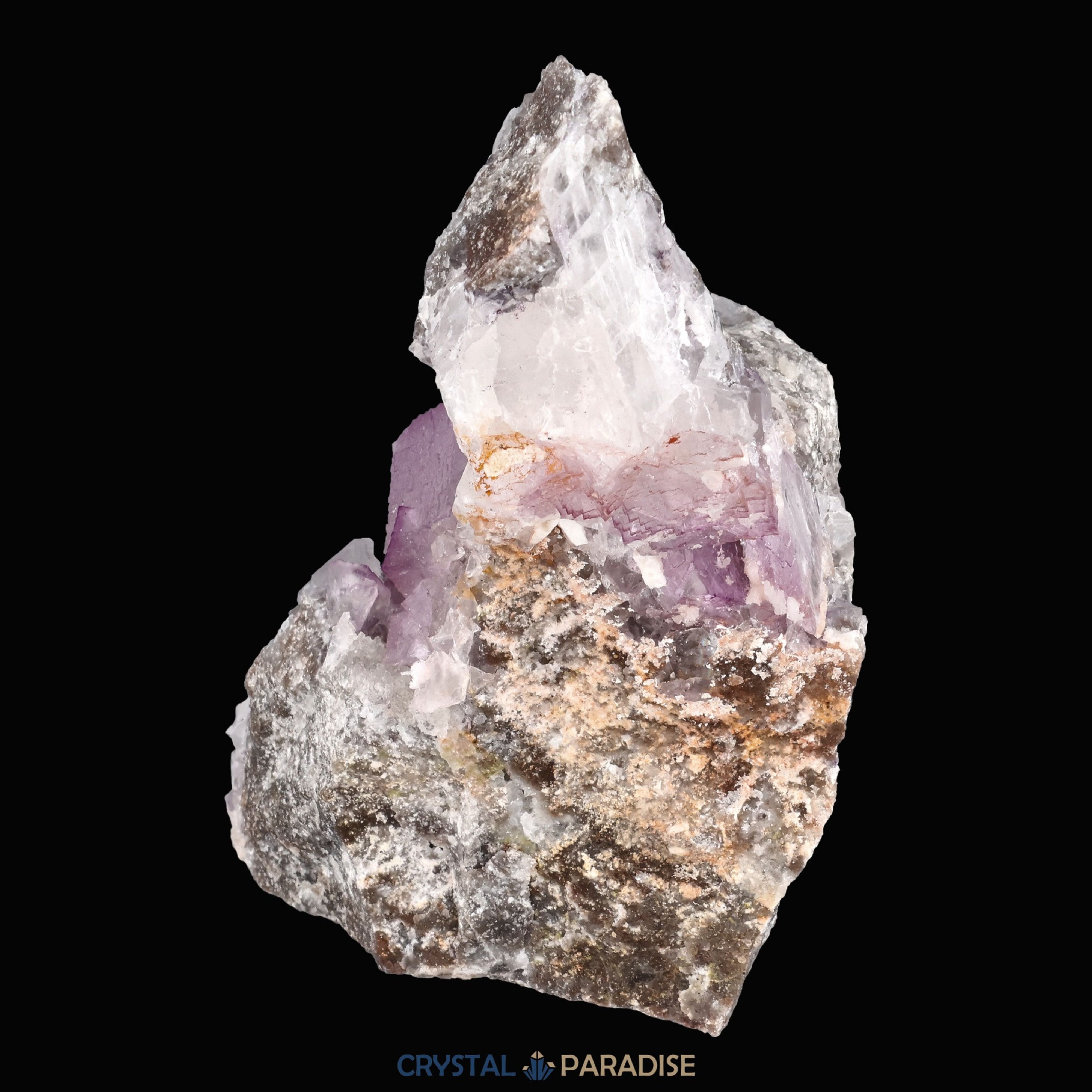 Violetter Fluorit aus Mexiko mit weissen und gelben Quarz Anlagerungen (327g) – Ansicht 6