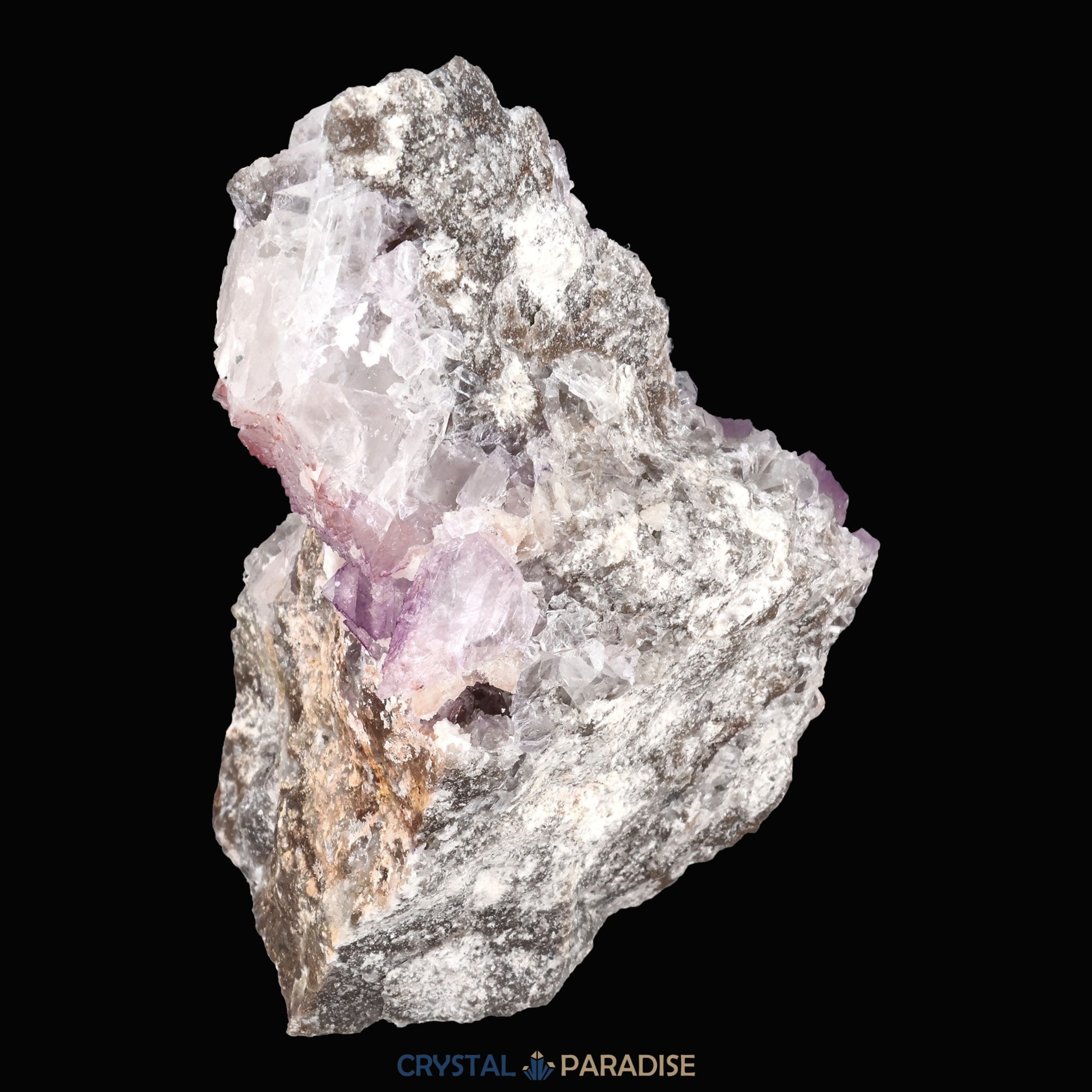 Violetter Fluorit aus Mexiko mit weissen und gelben Quarz Anlagerungen (327g) – Ansicht 7